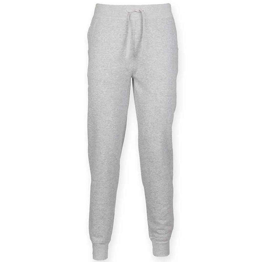 Grey - Front - SF Men Mens Heather Cuffed Slim Jogging Bottoms
