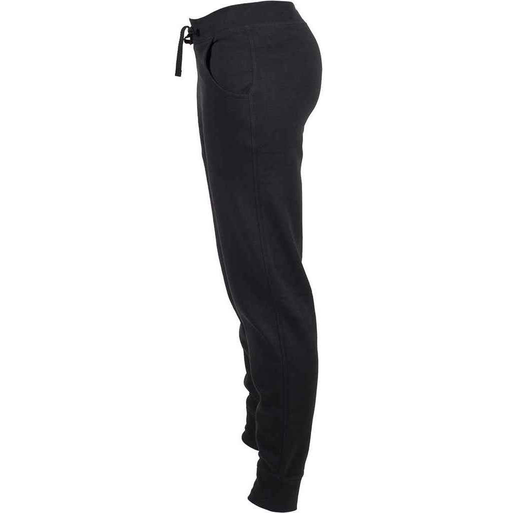 Black - Side - Skinni Fit Womens-Ladies Polycotton Cuffed Slim Jogging Bottoms