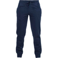 Navy - Front - Skinni Fit Womens-Ladies Polycotton Cuffed Slim Jogging Bottoms