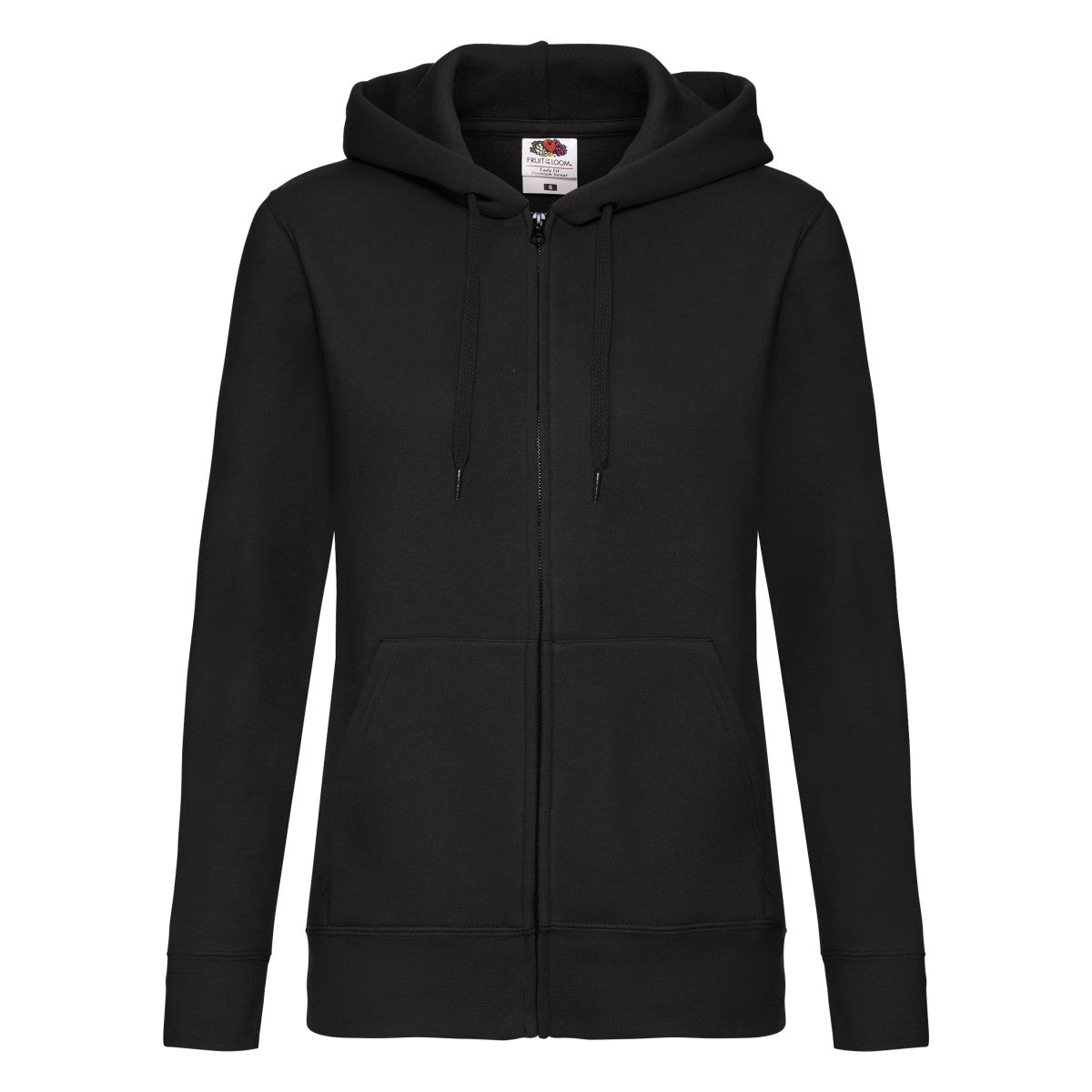 Black - Front - Fruit of the Loom Womens-Ladies Lady Fit Full Zip Hoodie