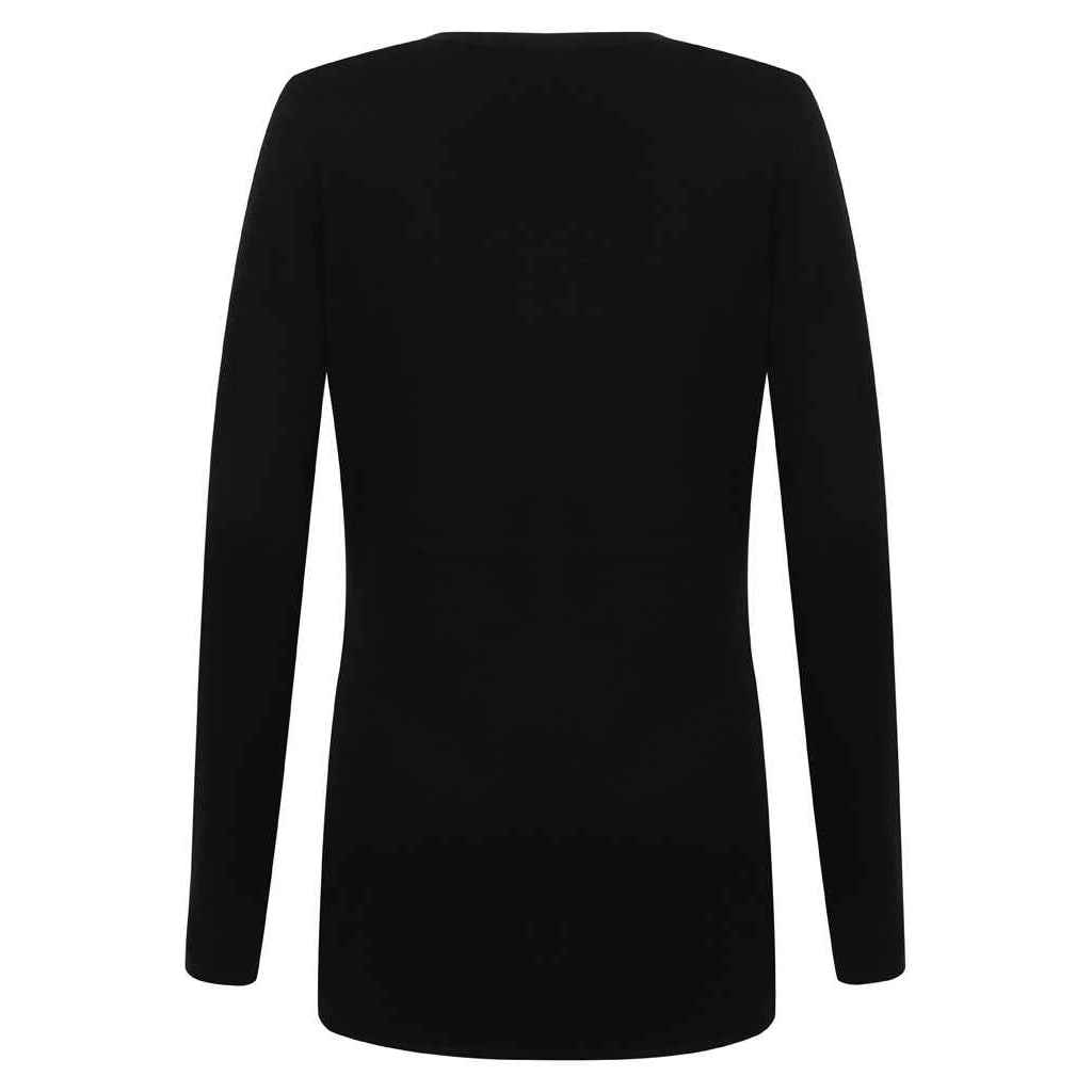 Black - Back - Henbury Womens-Ladies Cotton Acrylic V Neck Cardigan