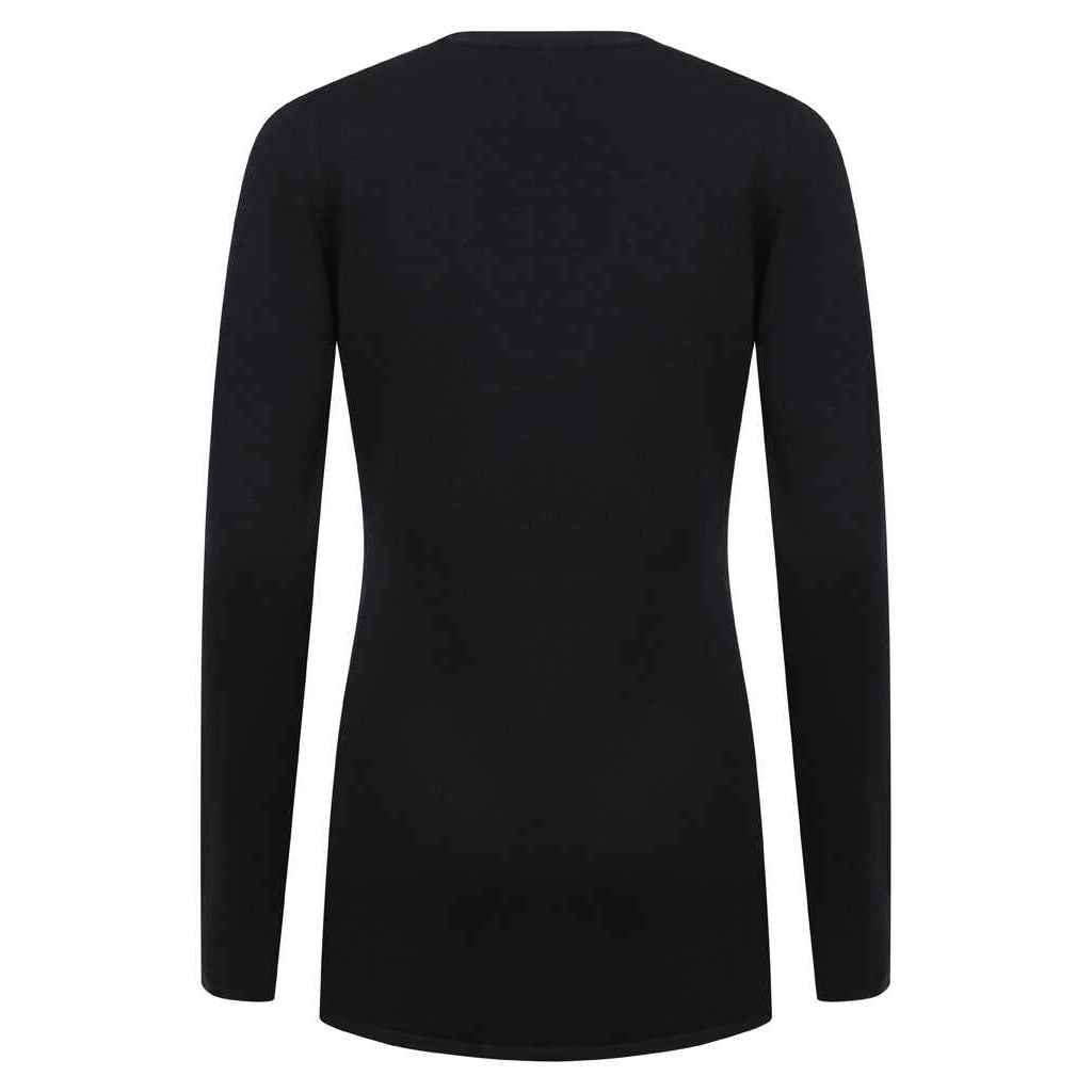 Navy - Back - Henbury Womens-Ladies Cotton Acrylic V Neck Cardigan