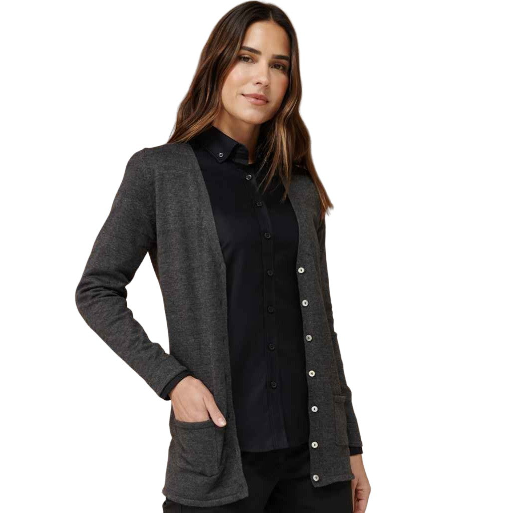 Grey Marl - Lifestyle - Henbury Womens-Ladies Cotton Acrylic V Neck Cardigan