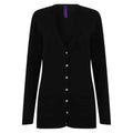 Black - Front - Henbury Womens-Ladies Cotton Acrylic V Neck Cardigan