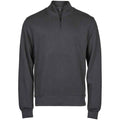 Dark Grey - Front - Tee Jays Mens Ribber Interlock Half Zip Sweatshirt