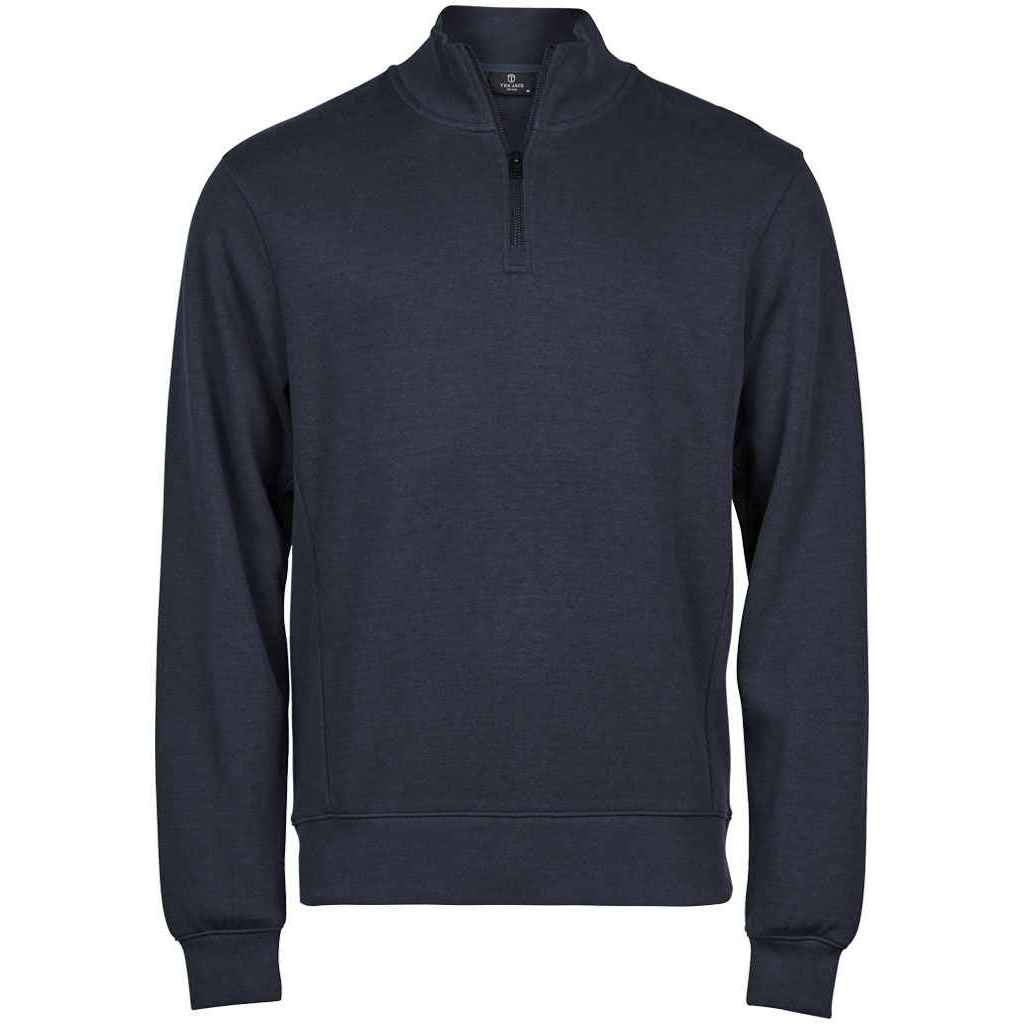 Navy - Front - Tee Jays Mens Ribber Interlock Half Zip Sweatshirt
