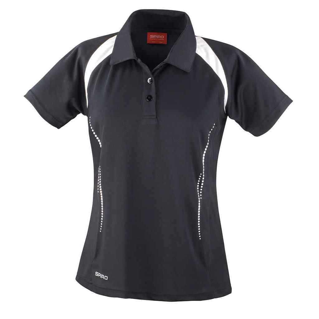 Black-White - Front - Spiro Womens-Ladies Team Spirit Polo Shirt