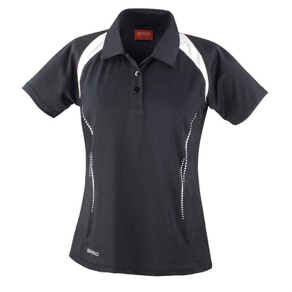 Black-White - Front - Spiro Womens-Ladies Team Spirit Polo Shirt