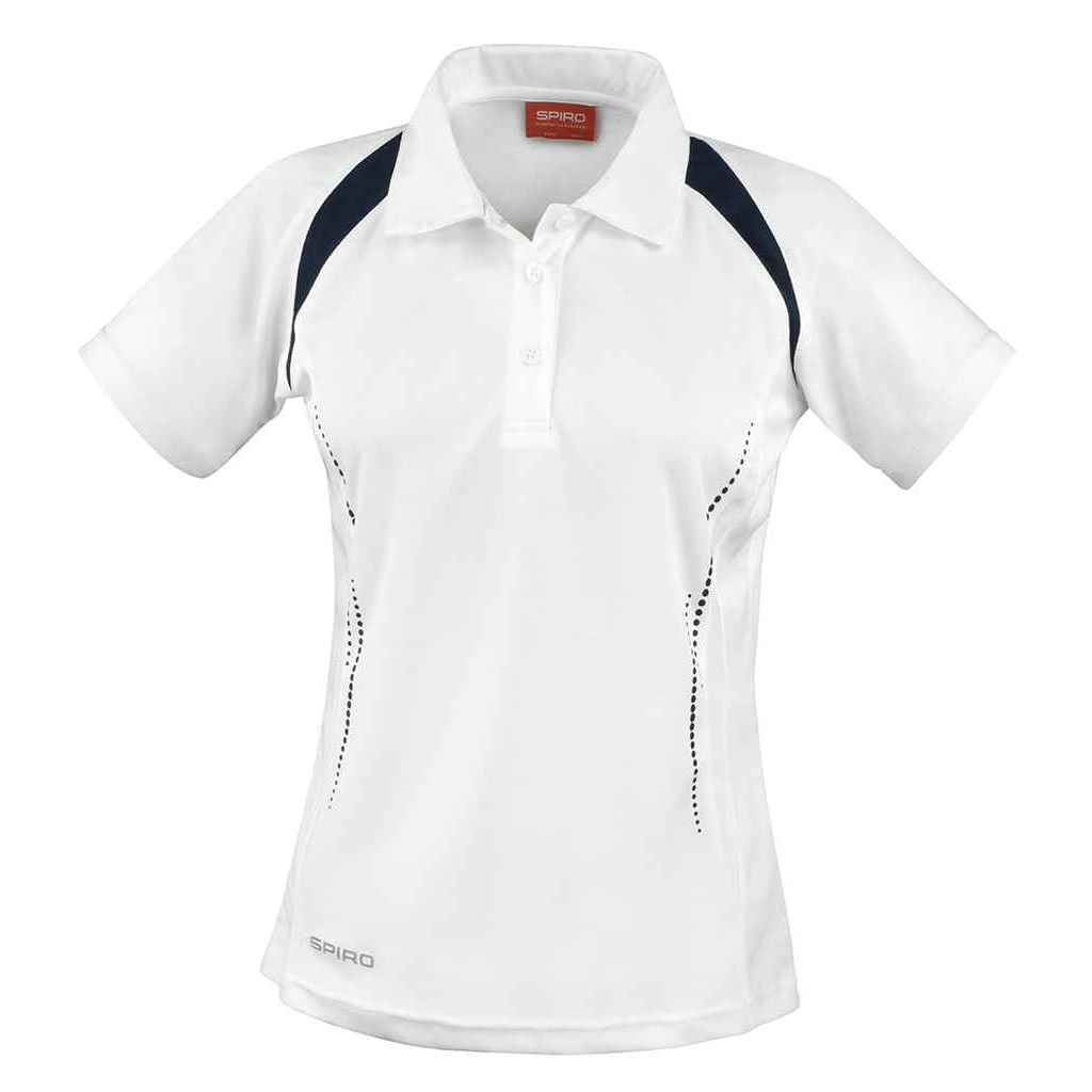 White-Navy - Front - Spiro Womens-Ladies Team Spirit Polo Shirt