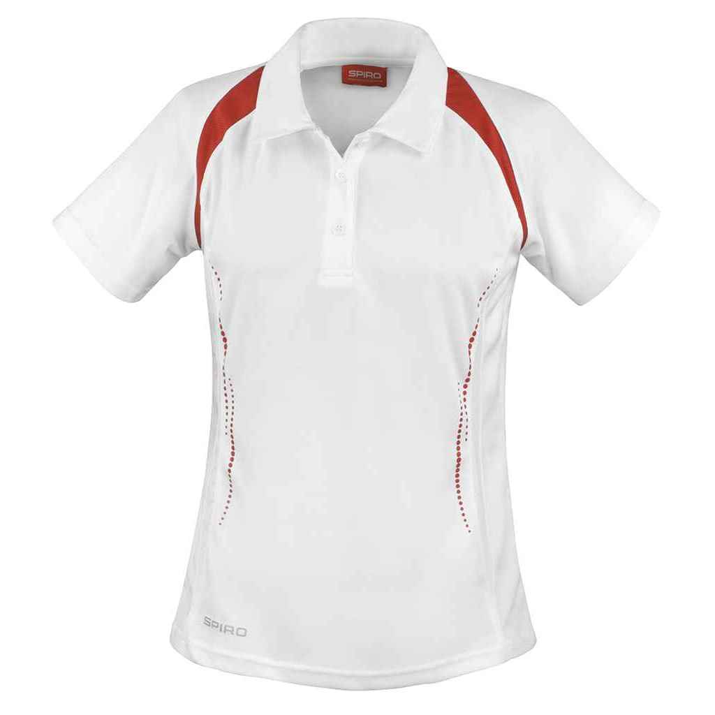 White-Red - Front - Spiro Womens-Ladies Team Spirit Polo Shirt