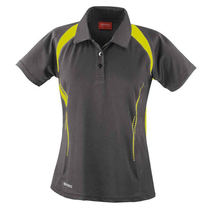 Grey-Lime - Front - Spiro Womens-Ladies Team Spirit Polo Shirt