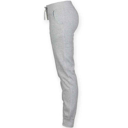 Grey - Side - SF Minni Childrens-Kids Heather Cuffed Slim Jogging Bottoms