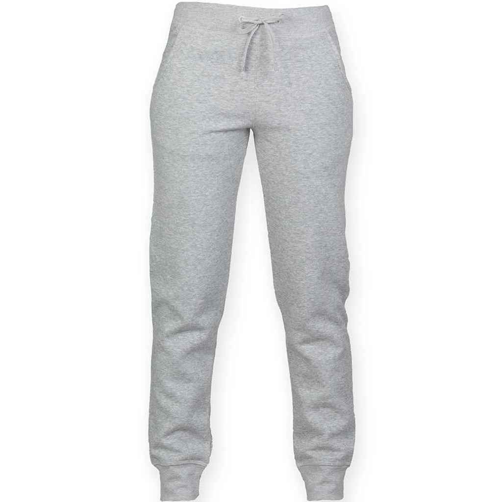 Grey - Front - SF Minni Childrens-Kids Heather Cuffed Slim Jogging Bottoms