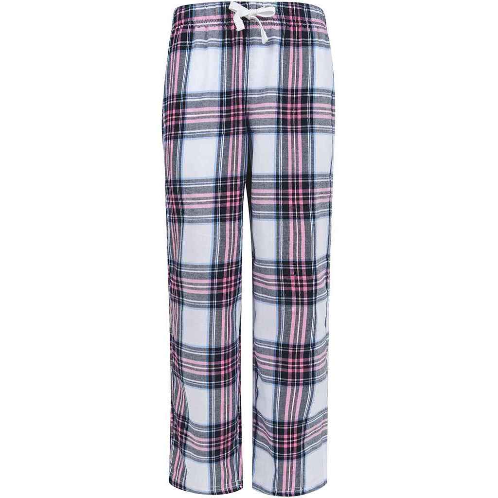White-Pink - Front - SF Minni Childrens-Kids Tartan Lounge Pants