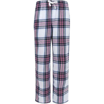 White-Pink - Front - SF Minni Childrens-Kids Tartan Lounge Pants