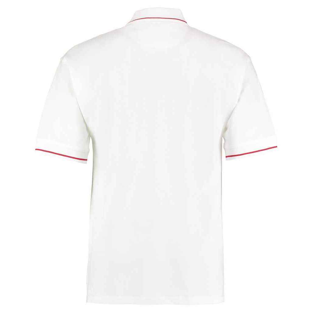 White-Red - Back - Kustom Kit Mens Polo Shirt
