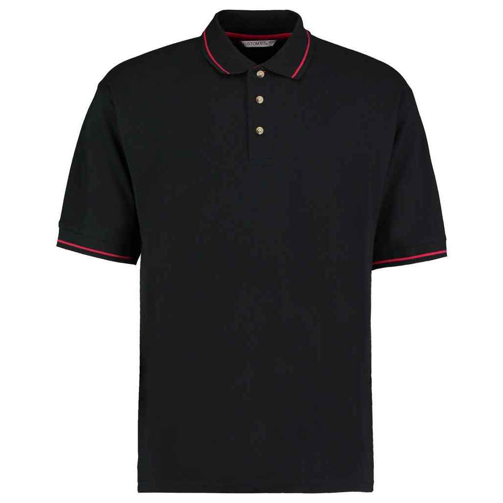 Black-Red - Front - Kustom Kit Mens Polo Shirt