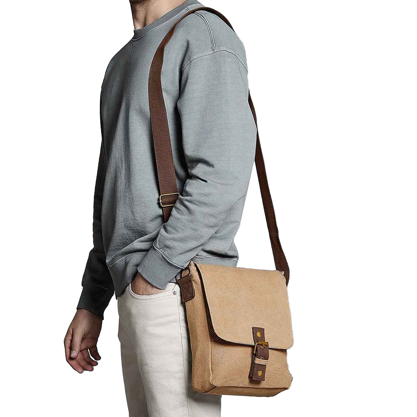 Sahara - Back - Quadra Contrast Detail Canvas Messenger Bag