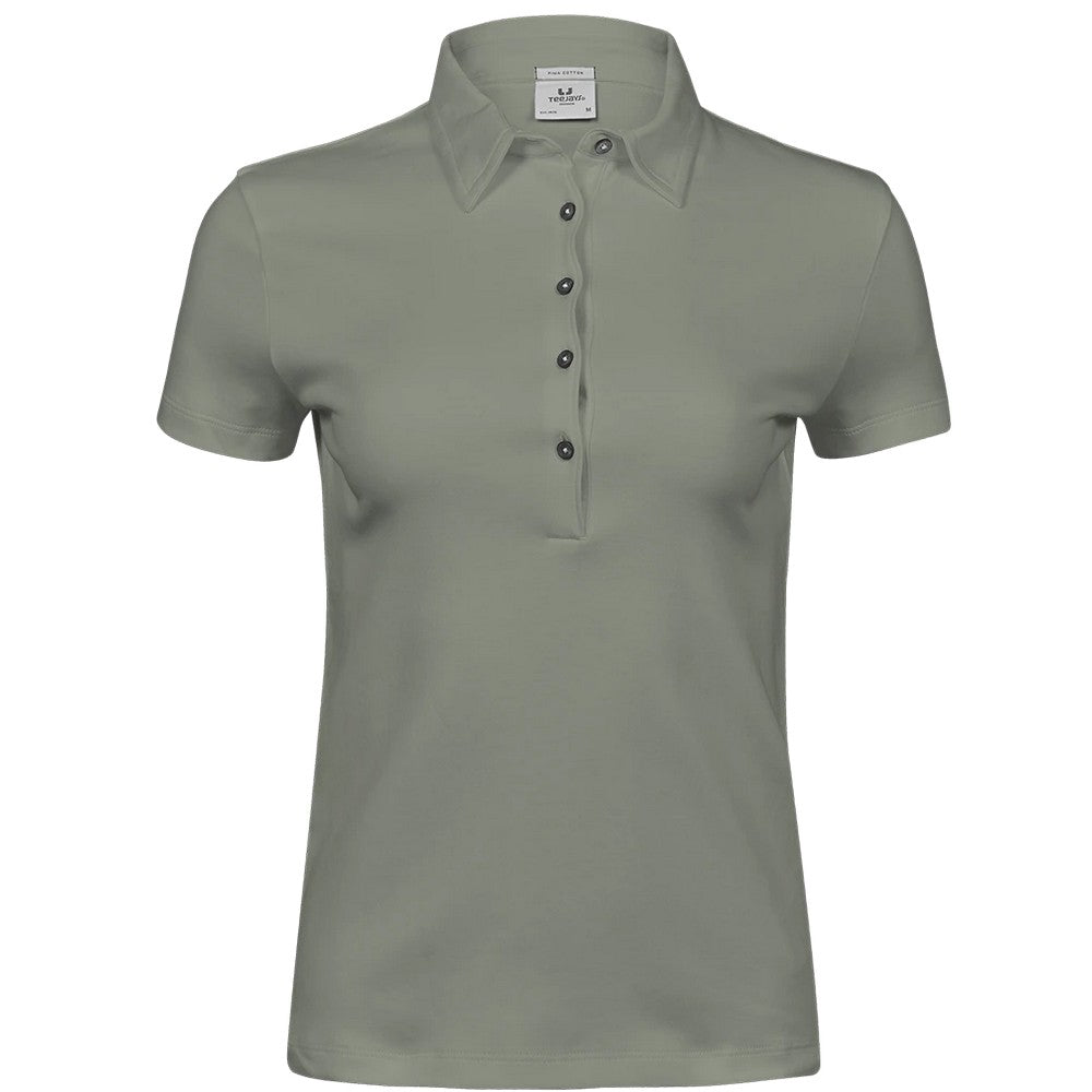 Sage - Front - Tee Jays Womens-Ladies Pima Cotton Interlock Stitching Polo Shirt