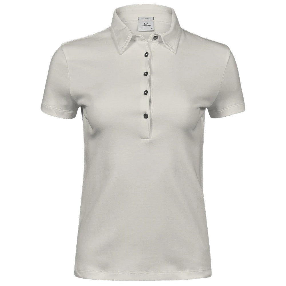Cement - Front - Tee Jays Womens-Ladies Pima Cotton Interlock Stitching Polo Shirt