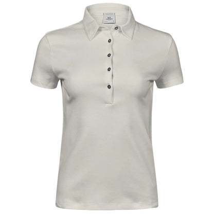 Cement - Front - Tee Jays Womens-Ladies Pima Cotton Interlock Stitching Polo Shirt