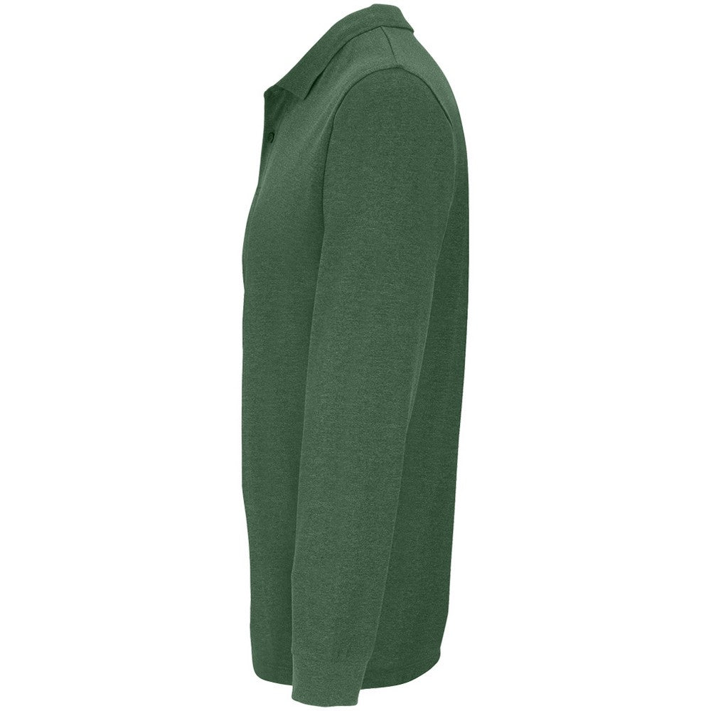 Bottle Green - Side - SOLS Unisex Adult Planet Piqué Long-Sleeved Polo Shirt