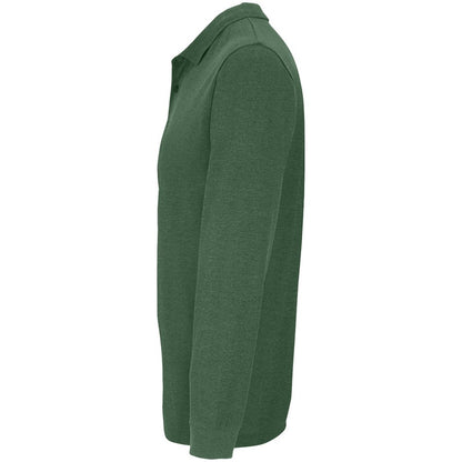 Bottle Green - Side - SOLS Unisex Adult Planet Piqué Long-Sleeved Polo Shirt