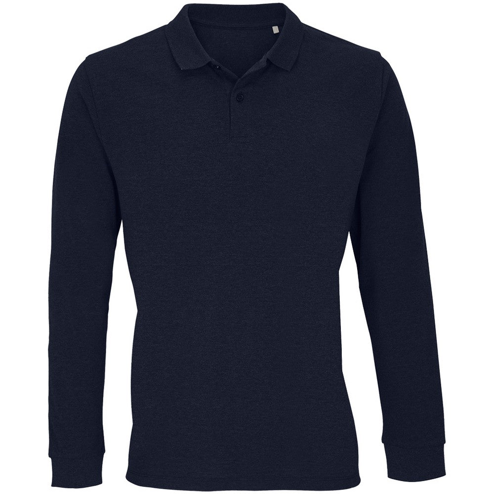 French Navy - Front - SOLS Unisex Adult Planet Piqué Long-Sleeved Polo Shirt