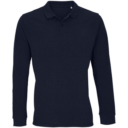 French Navy - Front - SOLS Unisex Adult Planet Piqué Long-Sleeved Polo Shirt