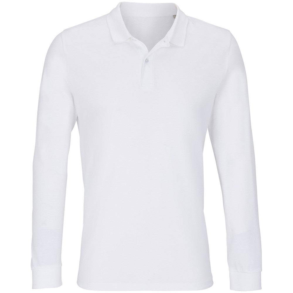 White - Front - SOLS Unisex Adult Planet Piqué Long-Sleeved Polo Shirt