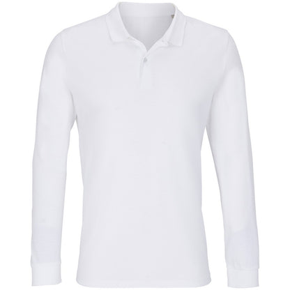 White - Front - SOLS Unisex Adult Planet Piqué Long-Sleeved Polo Shirt