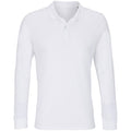 White - Front - SOLS Unisex Adult Planet Piqué Long-Sleeved Polo Shirt