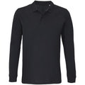 Black - Front - SOLS Unisex Adult Planet Piqué Long-Sleeved Polo Shirt