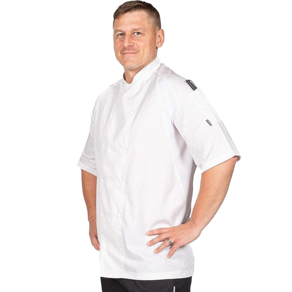 White - Side - Le Chef Unisex Adult Executive Short-Sleeved Chef Jacket