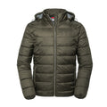 Dark Olive - Front - Russell Mens Nano Hooded Padded Jacket