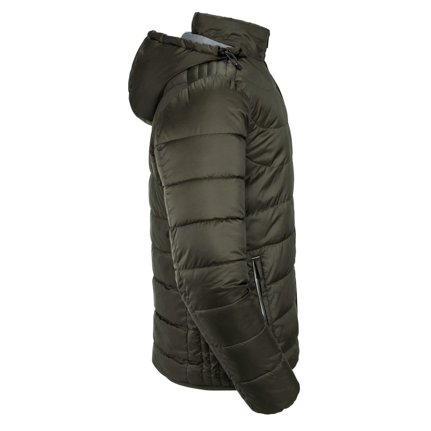 Dark Olive - Side - Russell Mens Nano Hooded Padded Jacket