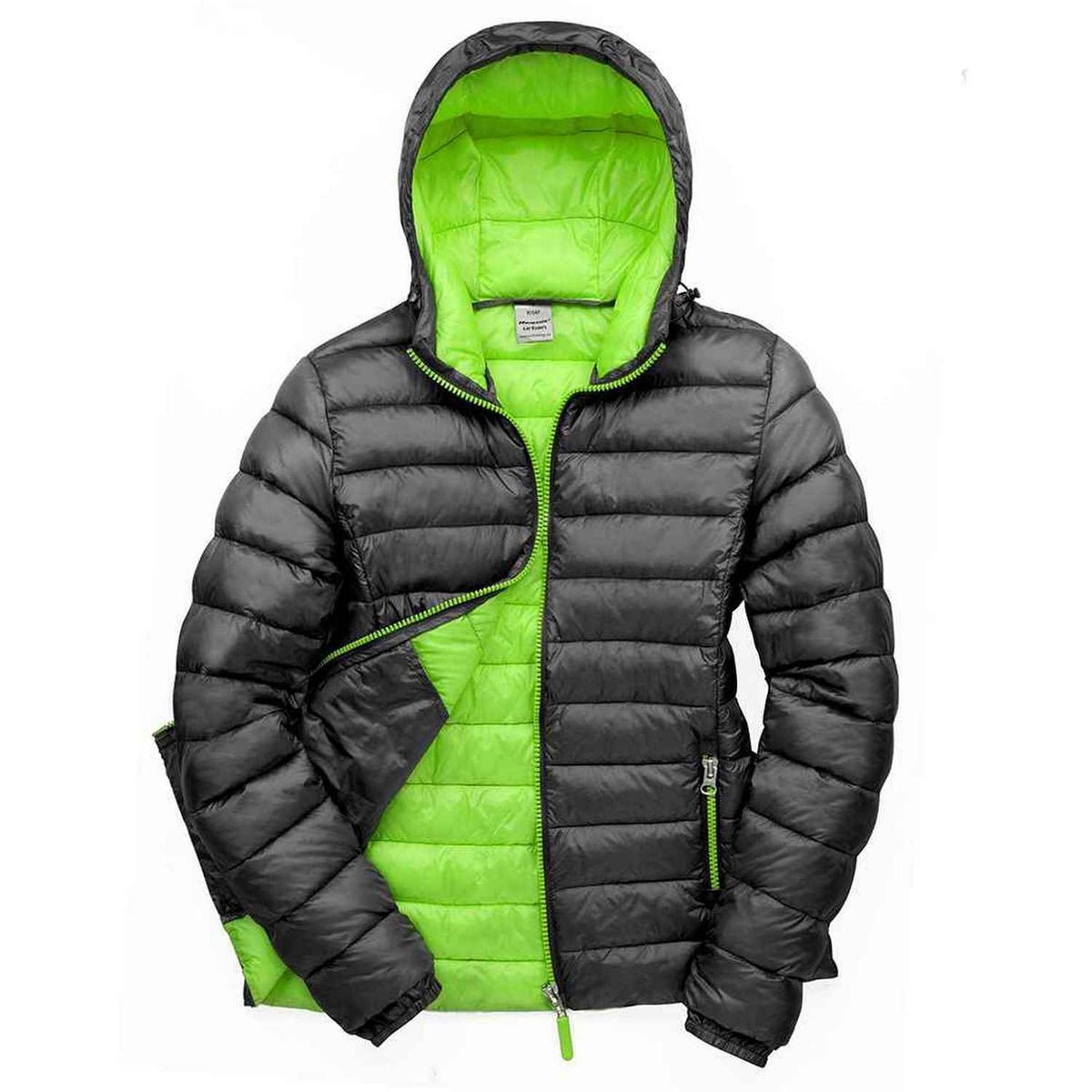 Black-Lime - Front - Result Urban Womens-Ladies Snow Bird Padded Jacket