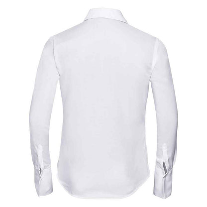 White - Back - Russell Collection Womens-Ladies Ultimate Non-Iron Long-Sleeved Shirt
