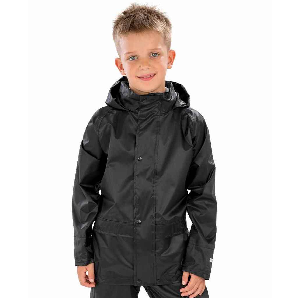 Black - Back - Result Core Childrens-Kids Waterproof Over Jacket