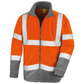 Fluorescent Orange - Front - SAFE-GUARD by Result Mens Microfleece Hi-Vis Rail Jacket