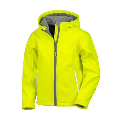 Neon Yellow - Front - Result Core Childrens-Kids TX Performance Hooded Soft Shell Jacket