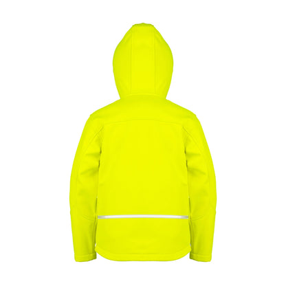Neon Yellow - Back - Result Core Childrens-Kids TX Performance Hooded Soft Shell Jacket