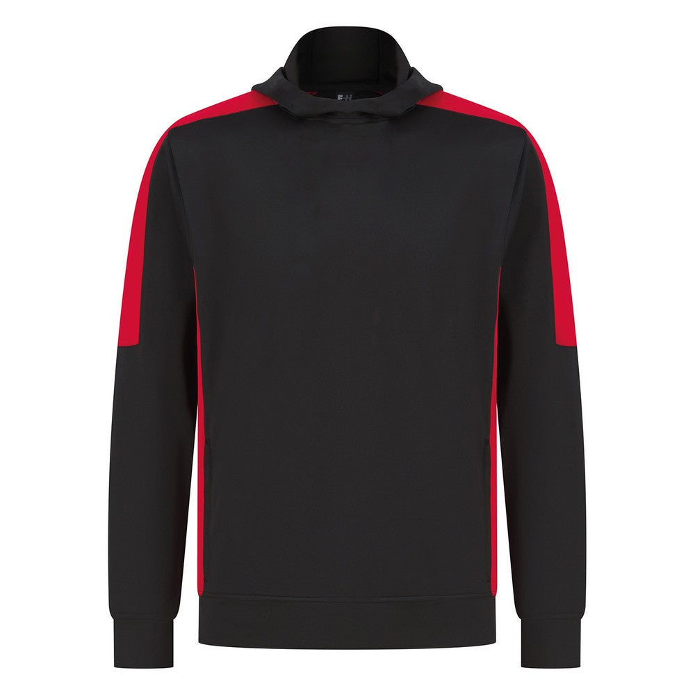Black-Red - Front - Finden & Hales Unisex Adult Contrast Panel Hoodie
