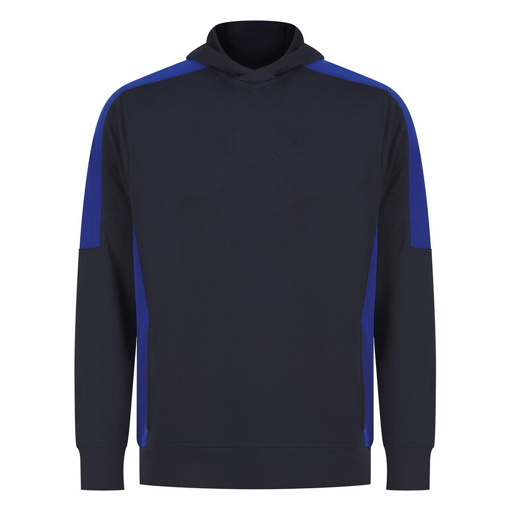 Navy-Royal Blue - Front - Finden & Hales Unisex Adult Contrast Panel Hoodie