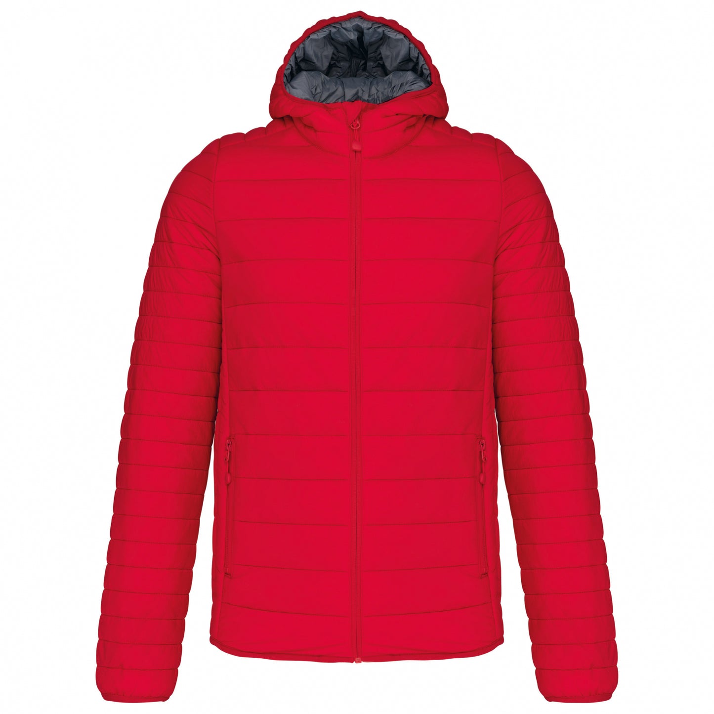 Red - Front - Kariban Mens Lightweight Hooded Padded Jacket