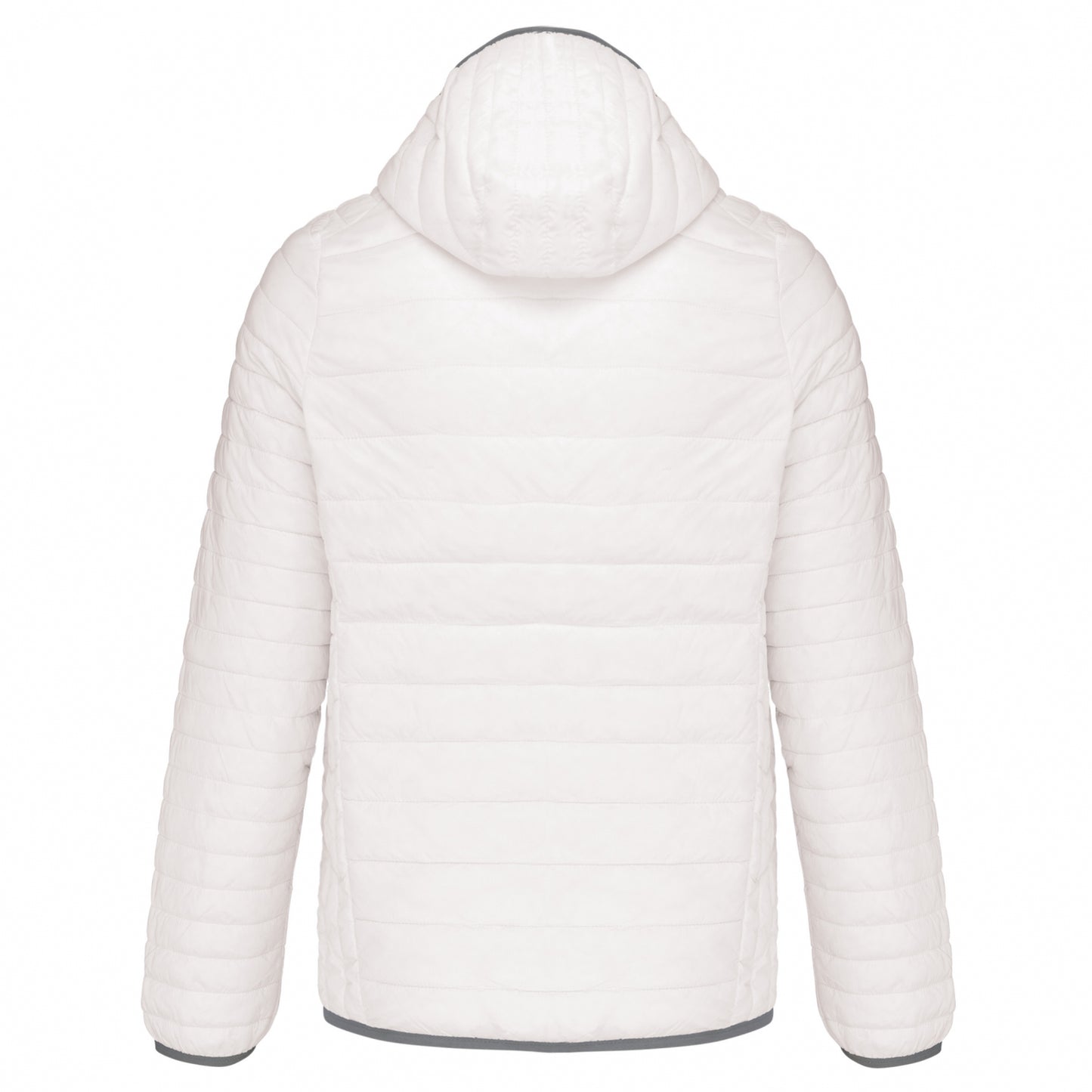White - Back - Kariban Mens Lightweight Hooded Padded Jacket