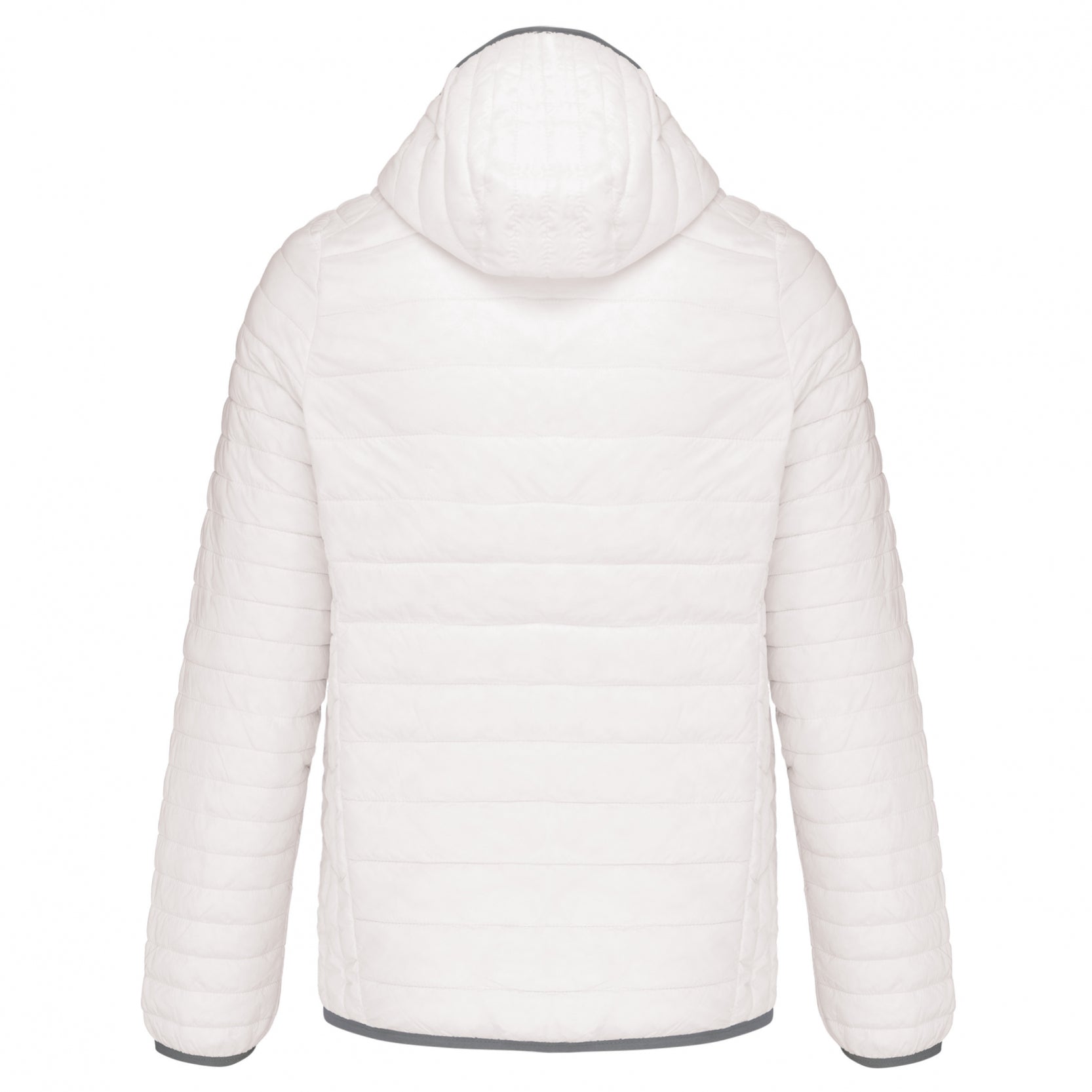 White - Back - Kariban Mens Lightweight Hooded Padded Jacket