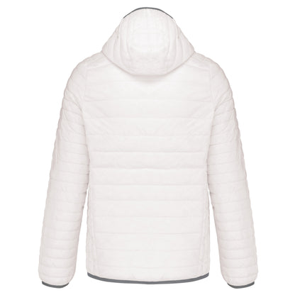 White - Back - Kariban Mens Lightweight Hooded Padded Jacket