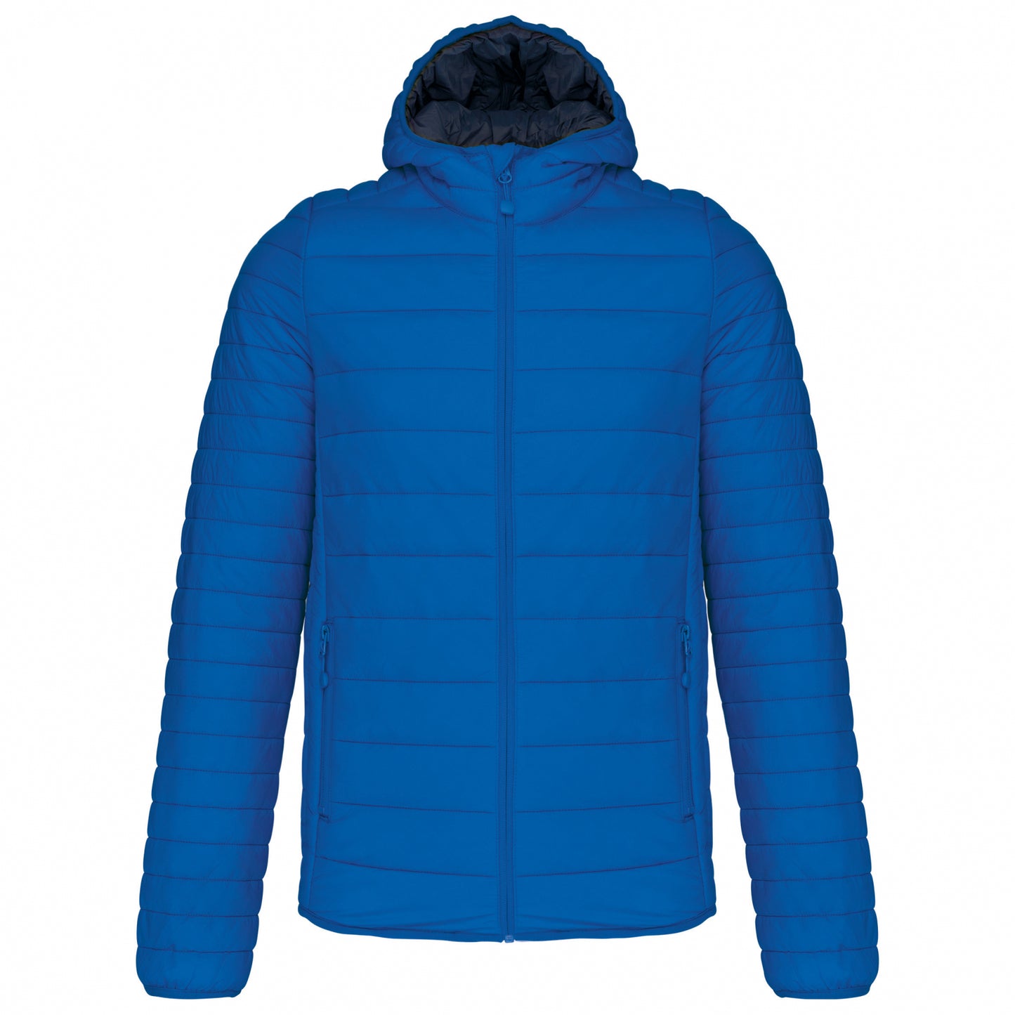 Light Royal Blue - Front - Kariban Mens Lightweight Hooded Padded Jacket