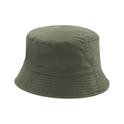 Olive-Stone - Front - Beechfield Reversible Bucket Hat